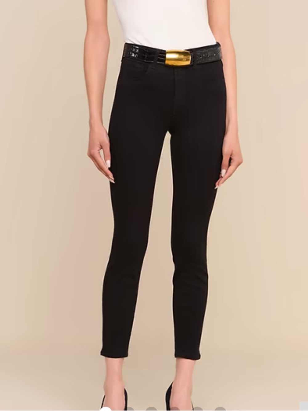 L’Agence Margot High Waist Ankle Skinny Jean in Black Size 25